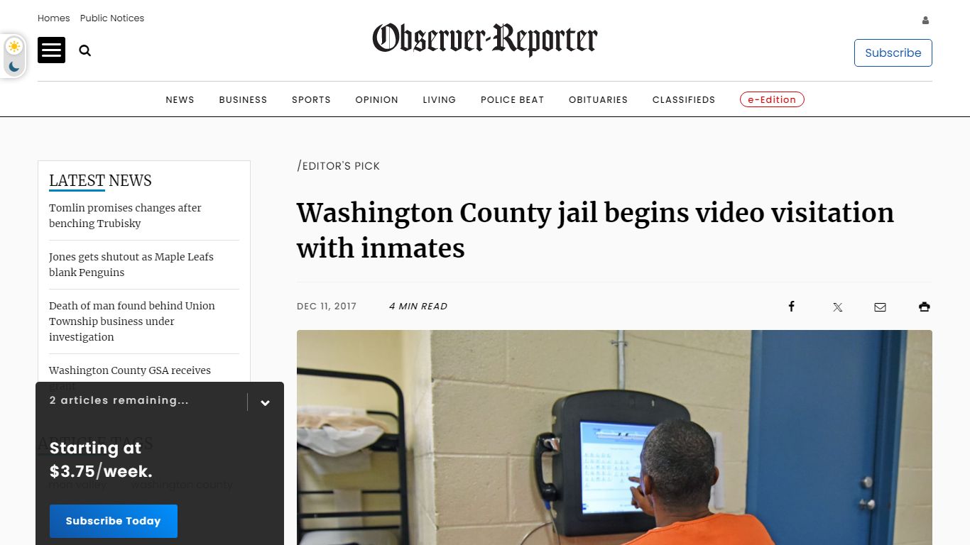 Washington County jail begins video visitation with inmates