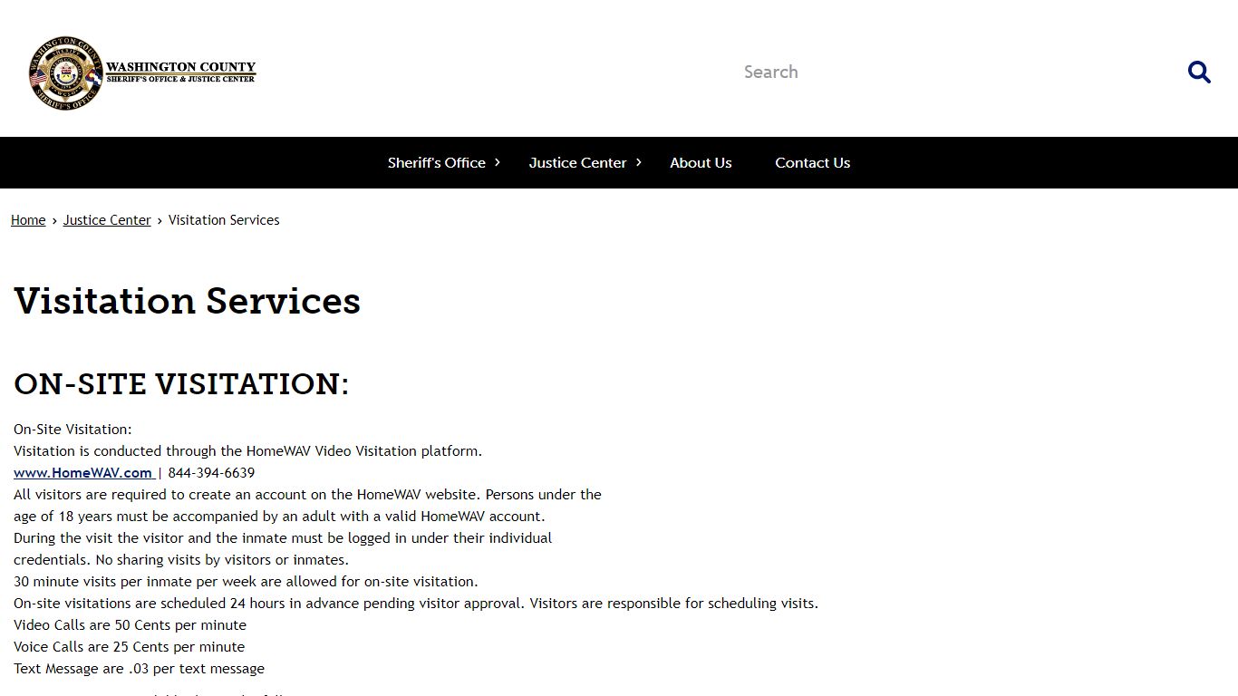 Visitation Services | Washington County Sheriff's Office