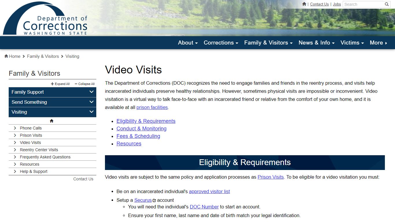 Video Visits | Washington State Department of Corrections